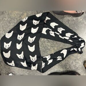 Cat scarf white black spooky Halloween cats kitty office work pets goth rescue